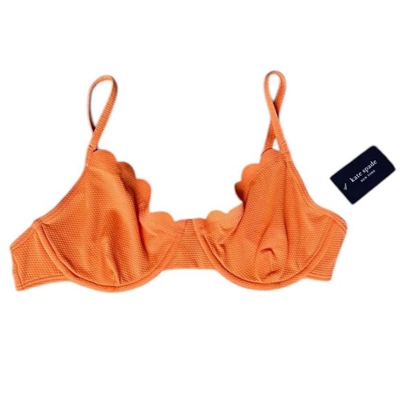 KATE SPADE New York Satsuma Scalloped Pique Underwire Bikini Top Bra Small S - Picture 4 of 6